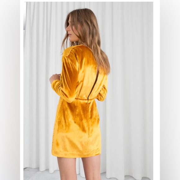 NWOT And Other Stories Yellow Mini Dress Size 8 - Picture 2 of 8